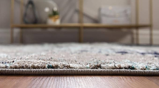 Unique Loom Trellis Frieze Collection Area Rug - Geometric (3' Round, Blue Multi/ Ivory)
