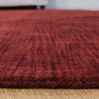 Hand Knotted Loom Wool ECO-Friendly Area Rugs - 10'x10', Octagon, Dark Red Color, Solid Plain Design, High Pile Handmade Anti Skid Area Rugs for Living Room, Bed Room (L00111)