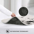 Cosmos Flowers Bathroom Mat Rugs Black and White Pattern Microfiber Faux Cashmere Thick Plush Bath Mat Non-Slip Water Absorbent Bath Carpet for Bathtub Bathroom Floor Tub 16X24 Inch