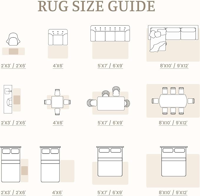 9x12 Area Rug Living Room: Washable Boho Geometric Moroccan Rug Neutral Modern Farmhouse Indoor Soft Non Slip Ultra Thin Large Printed Pattern Carpet for Bedroom Home Office (Beige, 9'x12')