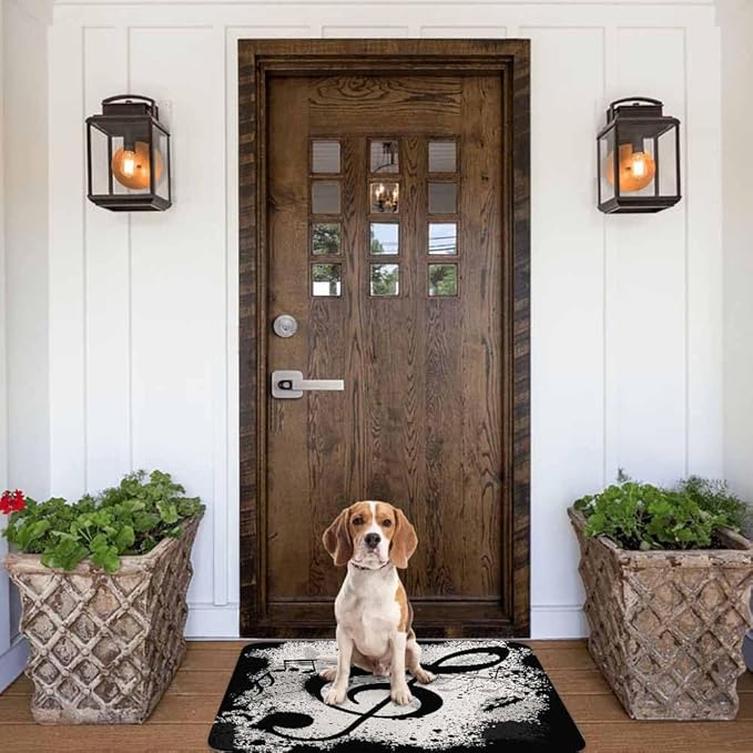 Music Notes Bath Rugs for Bathroom Durable Flannel Bath Rug Clearance Mats for Forlaundry Room and Kitchen Decor Carpt Washable 20 X 32 Inch Mat