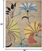 Rugsotic Carpets Hand Tufted Wool ECO-Friendly Area Rugs - 8'x10', Rectangle Shape, Camel, Floral Modern Design, High Pile Thick Handmade Anti Skid Area Rugs for Living Room, Bed Room (K00219)