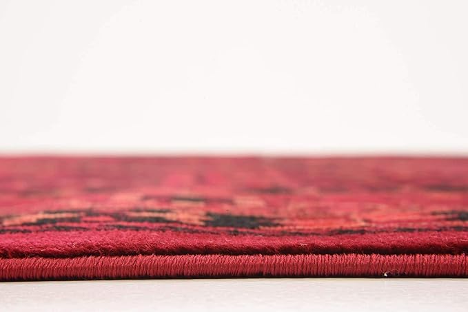 Unique Loom Tekke Collection Area Rug - Sheibani (7' 1" x 10' Rectangle, Red/ Black)