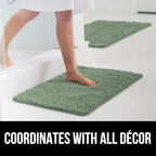 GORILLA GRIP Bath Rug Mat 30x20, Thick Soft Absorbent Chenille, Quick Dry Microfiber Mats, Rubber Backing Washable Shower Floor Rugs, US Designed Bathroom Bathmat Home Decor Accessories, Sage Green
