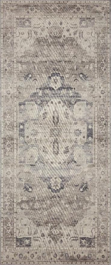 Loloi Hathaway Collection HTH-05 Steel/Ivory 7'-6" x 9'-6", .25" Thick Area Rug, Soft, Durable, Printed, Modern, Low Pile, Non-Shedding, Easy Clean, Living Room Rug
