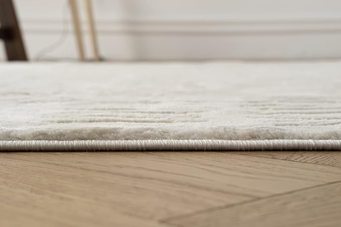Revival Rugs Shell 9'2"x12'2" Washable Area Rug for Living Room Bedroom - 100% Recycled Oeko-TEX Certified, Medium Pile, Beige, Cream