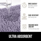 GORILLA GRIP Bath Rug Mat 36x24 Thick Soft Absorbent Chenille, Quick Dry Microfiber Mats, Rubber Backing Washable Shower Floor Rugs, Bathmat Runner Bathroom Home Decor Accessories Light Purple