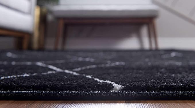 Unique Loom Trellis Frieze Collection Area Rug - Geometric (9' x 12' 2", Black/ Ivory)
