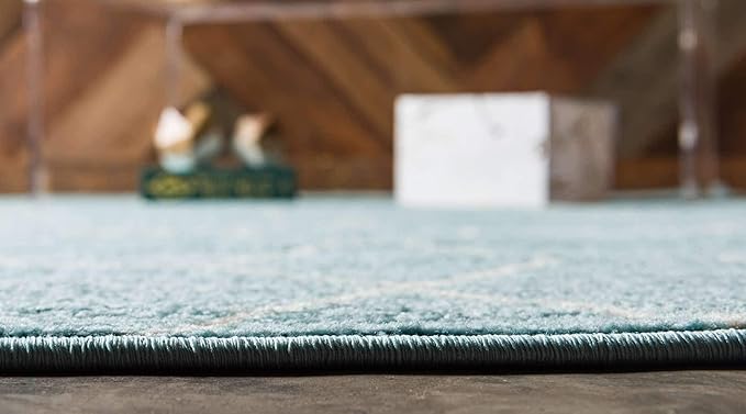 Unique Loom Trellis Frieze Collection Area Rug - Geometric (6' 1" x 9', Light Blue/ Ivory)