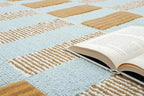 Hand-Tufted Wool Rug with Scalloped Edges, Light Blue Plaid Pattern, Cozy Soft Area Rug for Living Room, Bedroom, and Nursery, Handmade Modern Accent Rug, 5x5 Ft (Round)