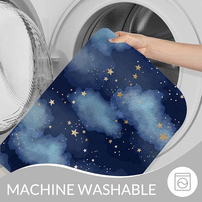 Stars and Clouds Bath Rugs for Bathroom Durable Flannel Bath Rug Clearance Mats for Forlaundry Room and Kitchen Decor Carpt Washable 20 X 32 Inch Mat