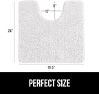GORILLA GRIP Plush Absorbent Shaggy Chenille Bath Rug Mat for Oval Toilet Base with Rubber Backing, Machine Washable Rugs, Soft Microfiber Contour Mats for Toilets, Bathroom Decor, White
