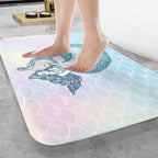 Mermaid with Harp Bath Rugs Microfiber Bathroom Mat Soft Plush Shaggy Shower Mat for Bathroom Fluffy Comfortable Water Absorbent Carpet Non-Slip Machine Washable 20"X30"