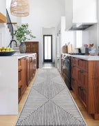 GLN Rugs Contemporary Collection - Machine Washable Area Rug, Contemporary Washable, Non Slip, Low Pile Chenille Rug, Living Room, Bedroom, Kitchen Rug (2'6" x 7' Black Beige)