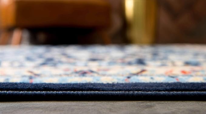 Unique Loom Sialk Hill Collection Area Rug - Washington (7' 1" x 10' Rectangle Navy Blue/Cream)