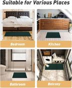 Upgraded Waffle Runner Rug, Super Absorbent Non Slip Bath Mats for Bathroom Floor Machine Washable Bathroom Runner Rug with Tassels Ideal for Hallway Bedroom Laundry Room, Dark Green, 2'x5'(24" x 60")