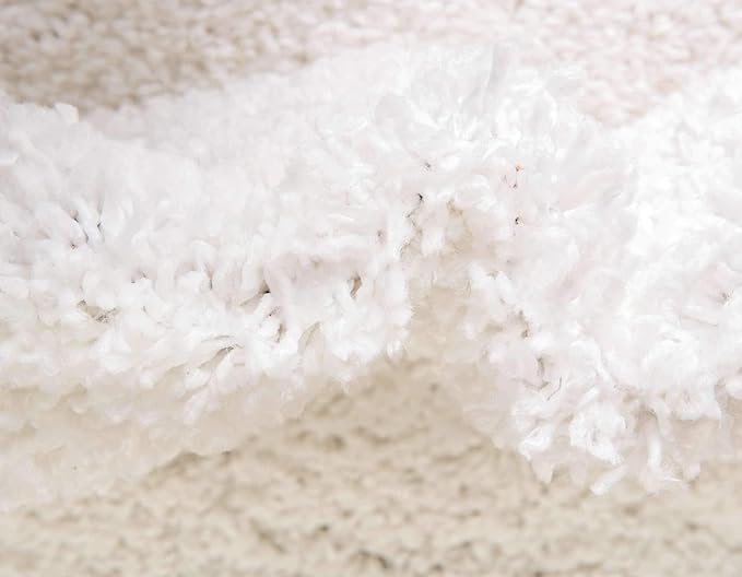 Unique Loom Davos Shag Collection Area Rug - Solid (7' 10" Round, White/ Ivory)
