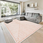 GLN Rugs Contemporary Collection - Machine Washable Area Rug, Contemporary Washable, Non Slip, Low Pile Chenille Rug, Living Room, Bedroom, Kitchen Rug (5' x 7' Orange Beige)