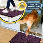 Muddy Mat® | Super Absorbent Door Mat Indoor, Microfiber Quick Dry Chenille Entryway Rug, Non-Slip Front Door Mat, Indoor Mats for Entryway, Machine Washable Pet Rug, Dark Purple 36"x60"