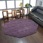 Hand Knotted Loom Wool ECO-Friendly Area Rugs - 6'x6', Octagon, Purple Color, Solid Plain Design, High Pile Thick Handmade Anti Skid Area Rugs for Living Room, Bed Room (L00111)