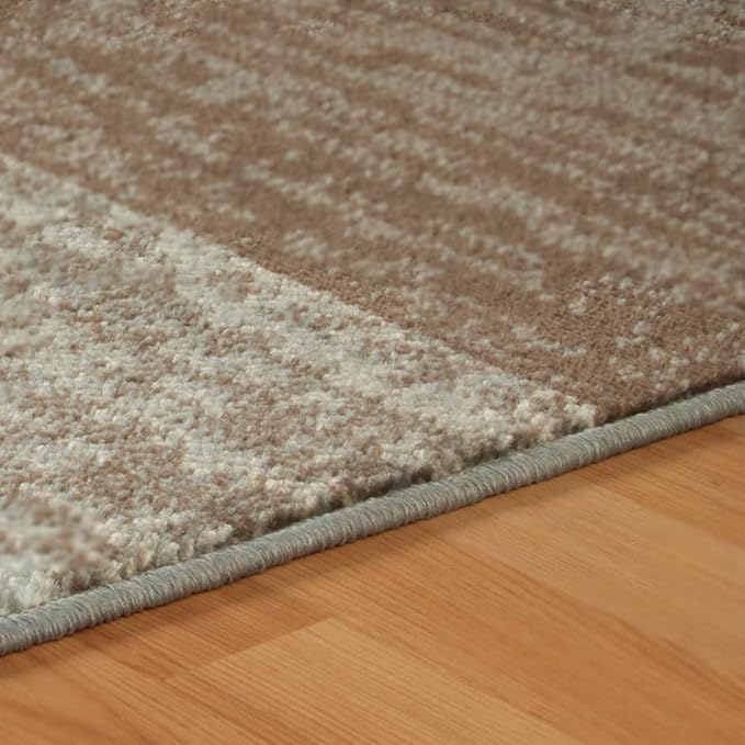 Superior Indoor Area Rug, Jute Backed, Modern Geometric Patchwork Floor Decor for Bedroom, Office, Living Room, Entryway, Hardwood Floors, Rockwood Collection, 8' x 10', Light Blue-Ivory
