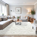 Beglad Fluffy Area Rugs 4x6 Feet, Modern Minimalist Style Shag Rugs, Non-Slip Indoor Carpet Soft Rugs for Bedroom, Living Room & Kids Room, Cream White