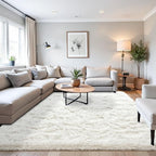 Beglad Fluffy Large Area Rugs 8x10 Feet, Modern Minimalist Style Shag Fuzzy Rugs, Non-Slip Indoor Carpet Soft Rugs for Kids Room, Bedroom & Living Room, Cream White