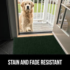 GORILLA GRIP Front Door Mat, Indoor Outdoor Ultra Absorbent HydroAbsorb Doormat, Absorbs Up to 1.7 Cups of Water, Stain and Fade Resistant, Rubber Backing Doormats, Captures Dirt, 29x17 Green
