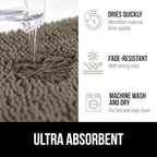 GORILLA GRIP Plush Absorbent Shaggy Chenille Bath Rug Mat for Square Toilet Base with Rubber Backing, Machine Washable Rugs, Soft Microfiber Contour Mats for Toilets, Bathroom Decor, Latte