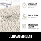 GORILLA GRIP Plush Absorbent Shaggy Chenille Bath Rug Mat for Oval Toilet Base with Rubber Backing, Machine Washable Rugs, Soft Microfiber Contour Mats for Toilets, Bathroom Decor, Ivory
