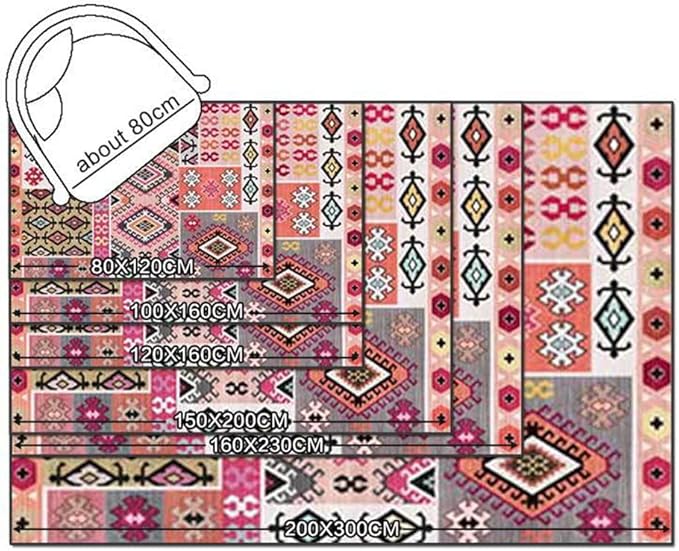 Vintage Boho Area Rugs Multicolor Ethnic Style Geometric Splicing Carpets Bedroom Living Room Kitchen Floor Mats Indoor Outdoor Non-Shedding Runner Rug Home Décor Carpet 4.2' X 6.2'