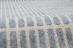 Capitola Hand-Tufted Wool Rug 6x9 Blue Coastal, Rustic Area Carpet for Bedroom Living Room, Textured Natural PB Style, Soft Wool Accent Mat