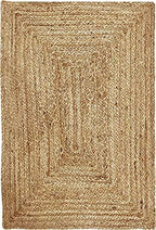 KEMA Jute Braided Area Rug, 8x10 Feet (96x120 Inches) - Rustic Vintage Braided Reversible Rectangular Rug, Shag Rugs for Bedroom, Jute Kitchen, Living Room, Floor