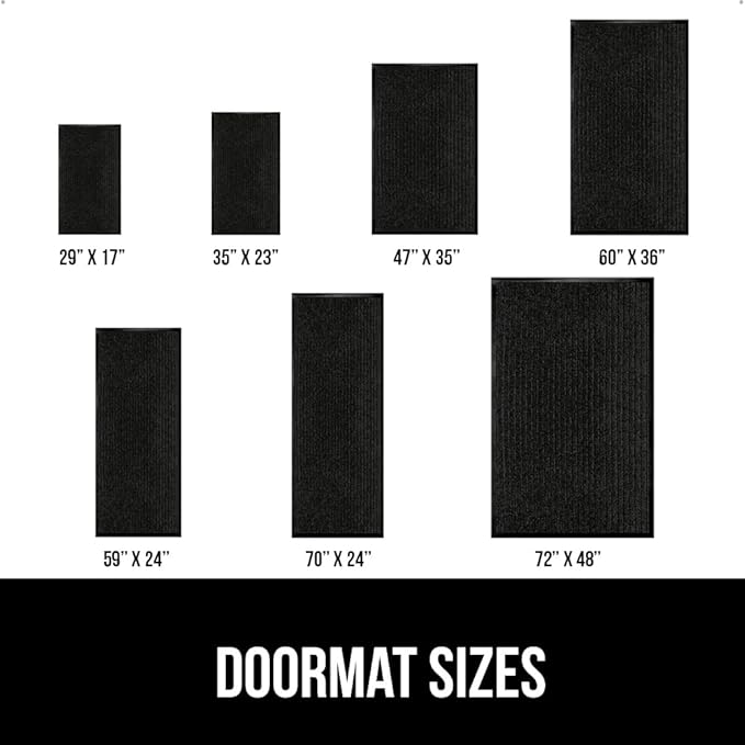 GORILLA GRIP Waterproof Traffic Guard Door Mat, 60x36, Heavy Duty Entryway Mats, Strong Rubber Back Commercial Utility Rugs for Office Hallway, Garage Floor and Home, Low Profile Carpet Runner, Black