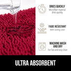 GORILLA GRIP Bath Rug Mat 30x20, Thick Soft Absorbent Chenille, Quick Dry Microfiber Mats, Rubber Backing Washable Shower Floor Rugs, US Designed Bathroom Bathmat Home Decor Accessories, Red