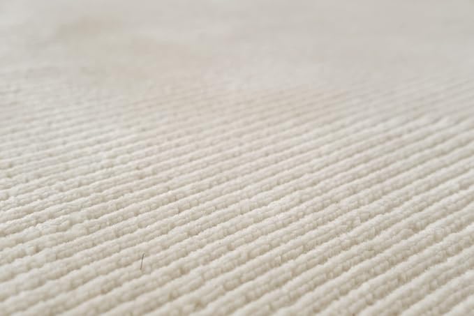 Revival Rugs Stripe 3'11"x6'1" Machine Washable Area Rug for Kitchen Bedroom - 100% Recycled Oeko-TEX Certified, Medium Pile, Beige, Cream