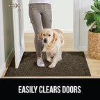 GORILLA GRIP Waterproof Traffic Guard Door Mat, 35x23, Heavy Duty Entryway Mats, Strong Rubber Back Commercial Utility Rugs for Office Hallway, Garage Floor and Home, Low Profile Carpet Runner, Brown