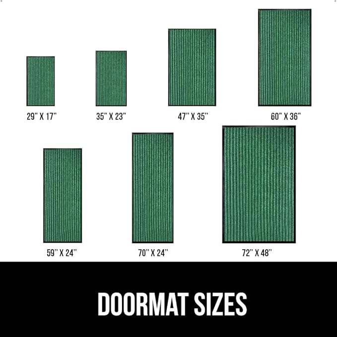 GORILLA GRIP Waterproof Traffic Guard Door Mat, 60x36, Heavy Duty Entryway Mats, Strong Rubber Back Commercial Utility Rugs for Office Hallway, Garage Floor and Home, Low Profile Carpet Runner, Green
