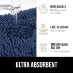 GORILLA GRIP Bath Rug Mat 44x26, Soft Absorbent Chenille, Quick Dry Microfiber Mats, Rubber Backing Washable Shower Floor Rugs, Bathmat Runner, US Designed Bathroom Home Decor Accessories Navy Blue