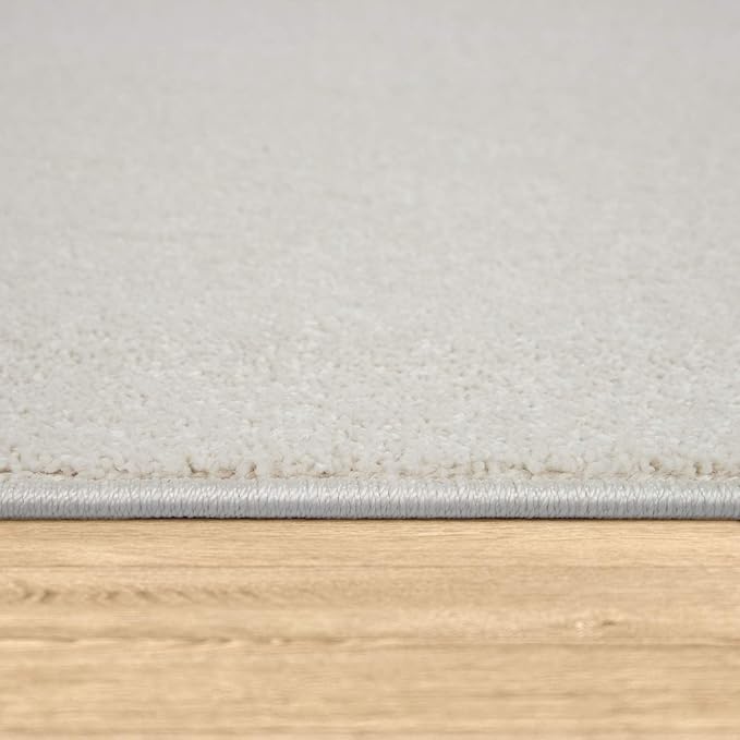 Paco Home Solid Area Rug in Cream Modern Plain Design, Size: 4'7" x 6'7"