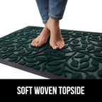 GORILLA GRIP 100% Waterproof All-Season WeatherMax Doormat, US Designed Natural Rubber, Stain and Fade Resistant, Low Profile Indoor Outdoor Door Mats, Easy Clean Patio Mat, 17x29, Moss Vine Leaves