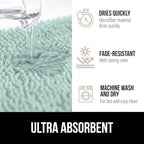 GORILLA GRIP Bath Rug Mat 44x26, Soft Absorbent Chenille, Quick Dry Microfiber Mats, Rubber Backing Washable Shower Floor Rugs, Bathmat Runner, US Designed Bathroom Home Decor Accessories Seablue