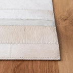 Cowhide Leather Carpets for Living Room 8x10 Natural Leather Area Rug Modern Stripes Style Floor Carpet for Home Decor | Superior Indoor Area Rug, Washable Rug White