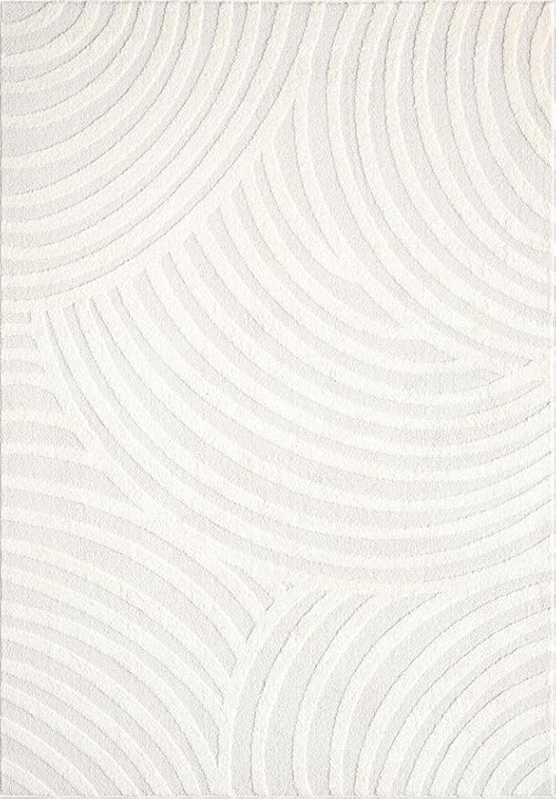 Abani Nomad Cream Tone-on-Tone Area Rug 2' x 3' for Living Room, Bedroom - Linear Curves Pattern - Durable & Easy to Clean