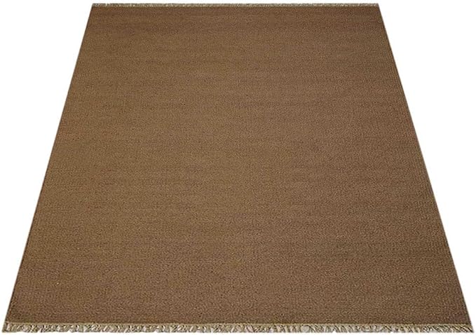 Rugsotic Carpets Hand Woven Flat Weave Kilim Wool 4'x6' Area Rug Solid Cream D00111