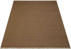 Rugsotic Carpets Hand Woven Flat Weave Kilim Wool 4'x6' Area Rug Solid Cream D00111