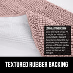 GORILLA GRIP Bath Rug Mat, Thick Soft Absorbent Chenille, Quick Dry Microfiber Mats, Rubber Backing Washable Shower Floor Rugs, US Designed Bathroom Bathmat Home Decor Accessories, 24x17 Dusty Rose
