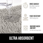 GORILLA GRIP Bath Rug Mat 42x24, Soft Absorbent Chenille, Quick Dry Microfiber Mats, Rubber Backing Washable Shower Floor Rugs, Bathmat Runner, US Designed Bathroom Home Decor Accessories Light Gray