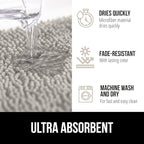 GORILLA GRIP Bath Rug Mat 60x17, Soft Absorbent Chenille, Quick Dry Microfiber Mats, Rubber Backing Washable Shower Floor Rugs, Bathmat Runner, US Designed Bathroom Home Decor Accessories Light Gray