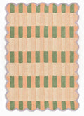 Handmade Scalloped Wool Area Rug - Modern Geometric Pattern, Green-Beige Stripes, Checkered Chevron Design - Soft, Durable Thick Carpet for Living Room, Bedroom (Beige, 5' x 8')